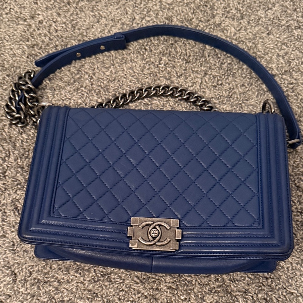 Chanel Blue Quilted Boy Bag